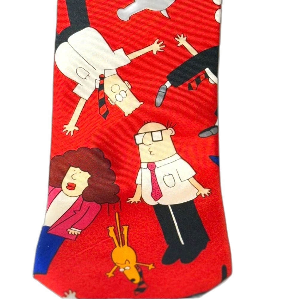 Dilbert Red Cartoon Character Silk Necktie Made in USA 59" long - Picture 2 of 5